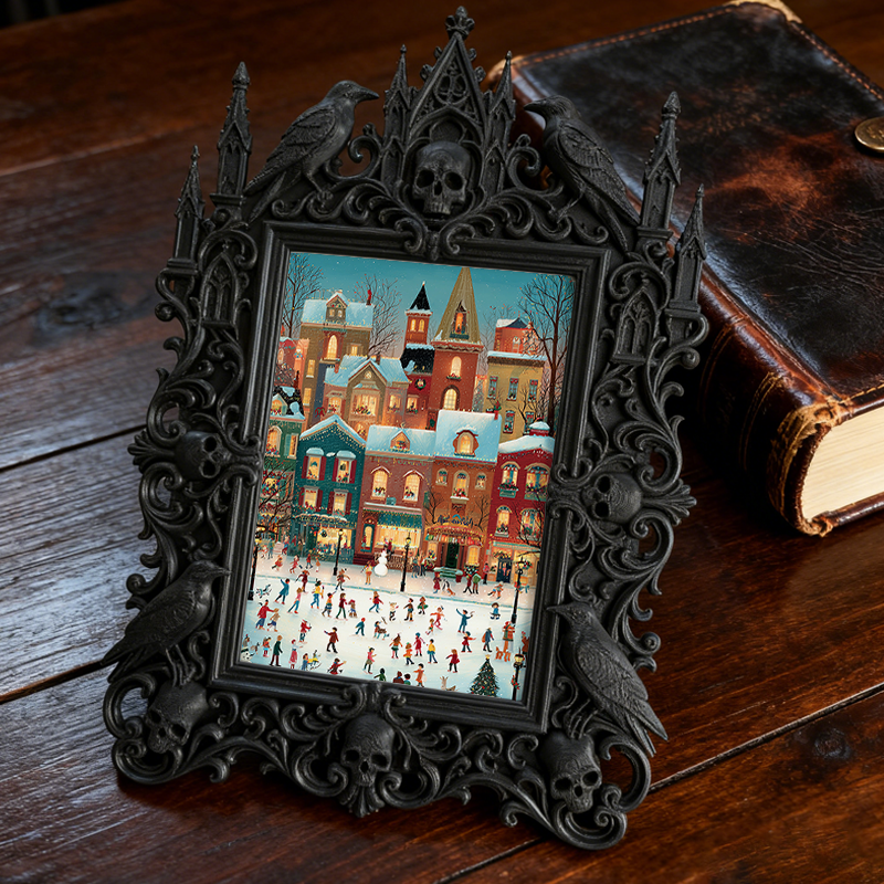 Rare-find Gothic Dark-style Photo Frame | Gothic Garage Workshop Shelf Decor, Photo Ornament, Wall/Table Dual-use, Rustic Frame