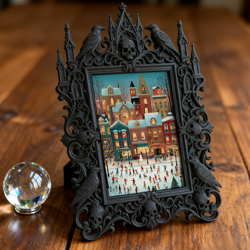 Rare-find Gothic Dark-style Photo Frame | Gothic Garage Workshop Shelf Decor, Photo Ornament, Wall/Table Dual-use, Rustic Frame