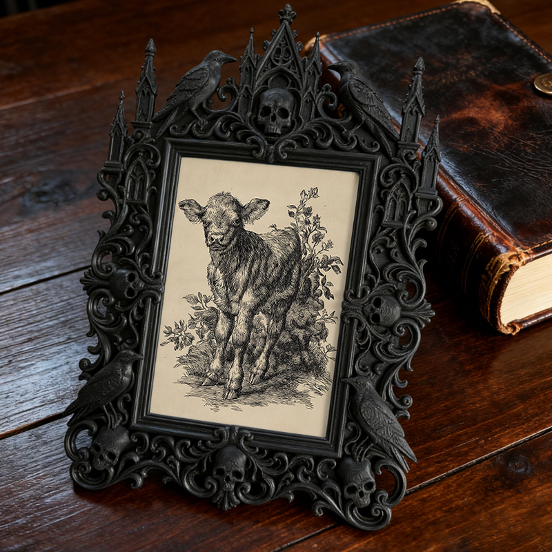 Edgy-classic Gothic Dark-style Photo Frame | Horror Movie Fan Cave Table Decor, Photo Ornament, Dual-use Display, Minimalist Frame
