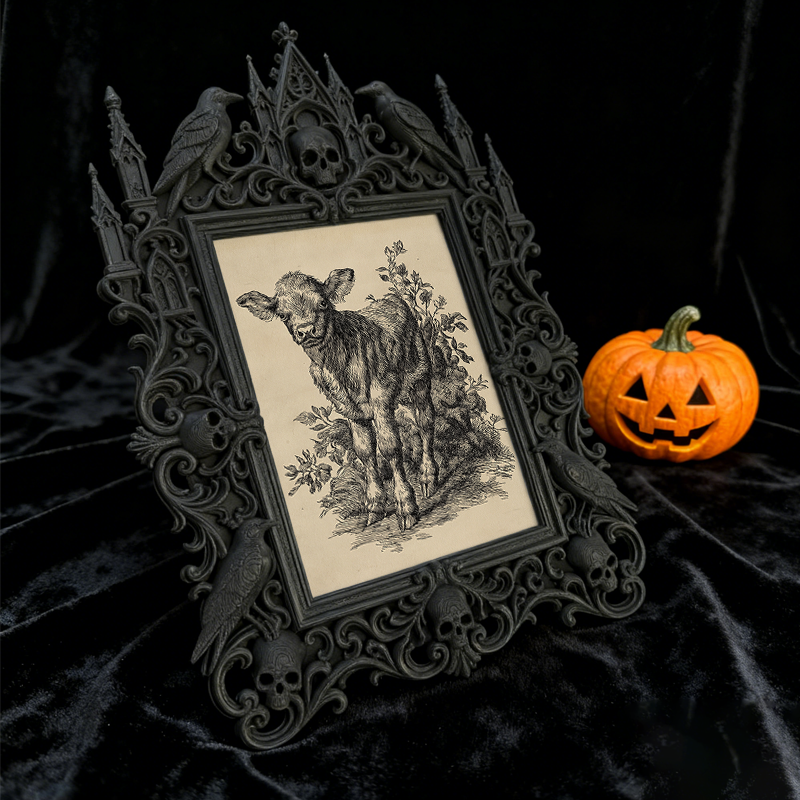 Edgy-classic Gothic Dark-style Photo Frame | Horror Movie Fan Cave Table Decor, Photo Ornament, Dual-use Display, Minimalist Frame