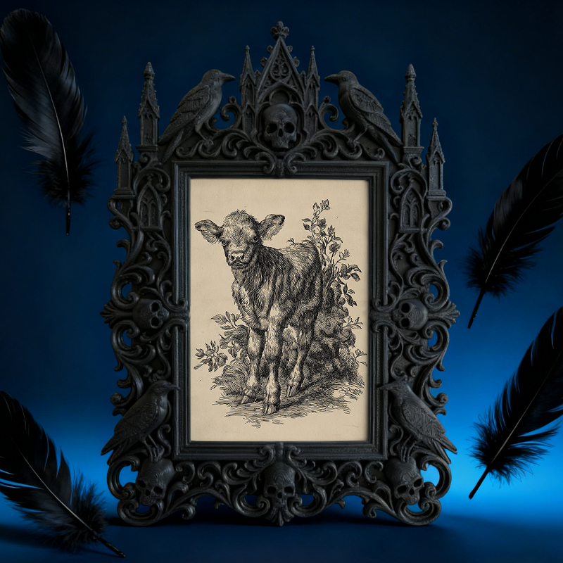 Edgy-classic Gothic Dark-style Photo Frame | Horror Movie Fan Cave Table Decor, Photo Ornament, Dual-use Display, Minimalist Frame