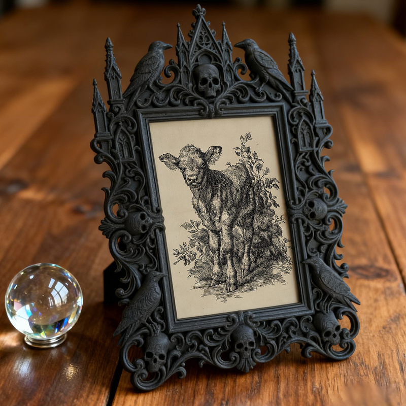 Edgy-classic Gothic Dark-style Photo Frame | Horror Movie Fan Cave Table Decor, Photo Ornament, Dual-use Display, Minimalist Frame