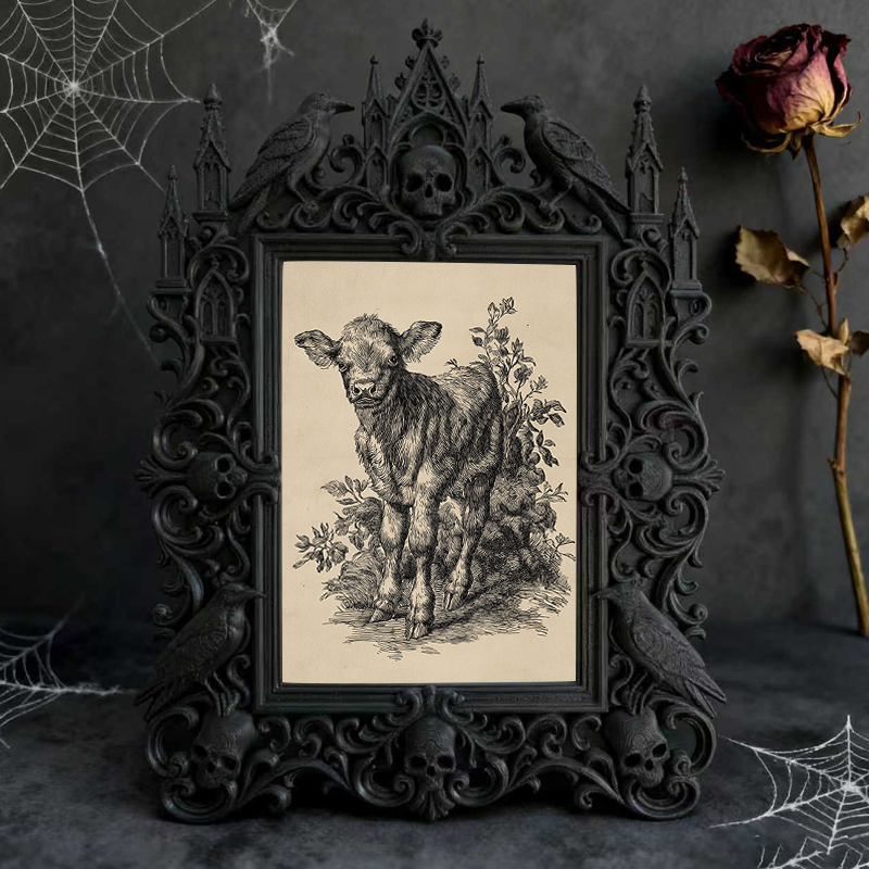Edgy-classic Gothic Dark-style Photo Frame | Horror Movie Fan Cave Table Decor, Photo Ornament, Dual-use Display, Minimalist Frame