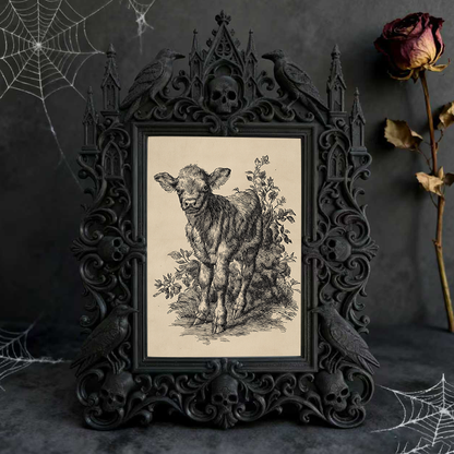 Edgy-classic Gothic Dark-style Photo Frame | Horror Movie Fan Cave Table Decor, Photo Ornament, Dual-use Display, Minimalist Frame