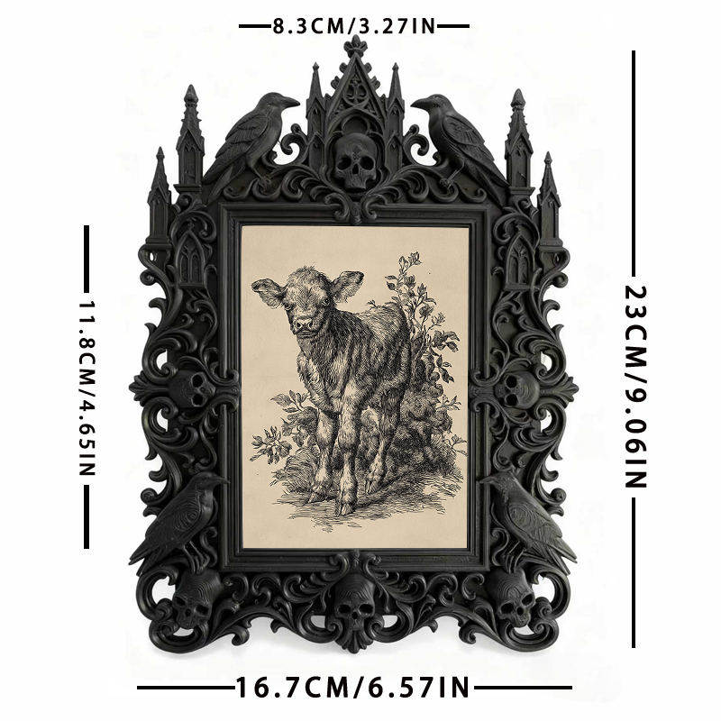 Edgy-classic Gothic Dark-style Photo Frame | Horror Movie Fan Cave Table Decor, Photo Ornament, Dual-use Display, Minimalist Frame