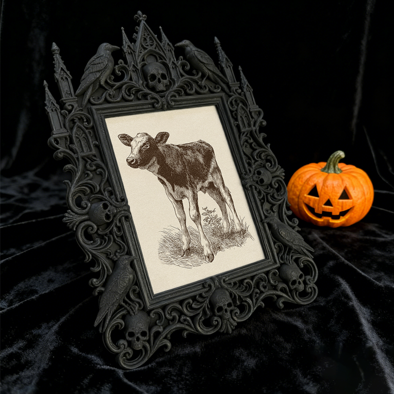Luxe-dark-chic Gothic Dark-style Photo Frame | Dark Academia Bookcase Bottom Shelf Decor, Photo Ornament, Wall-mountable & Tabletop, Practic