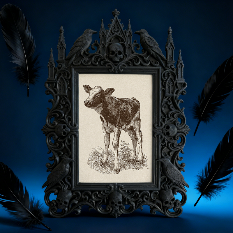 Luxe-dark-chic Gothic Dark-style Photo Frame | Dark Academia Bookcase Bottom Shelf Decor, Photo Ornament, Wall-mountable & Tabletop, Practic