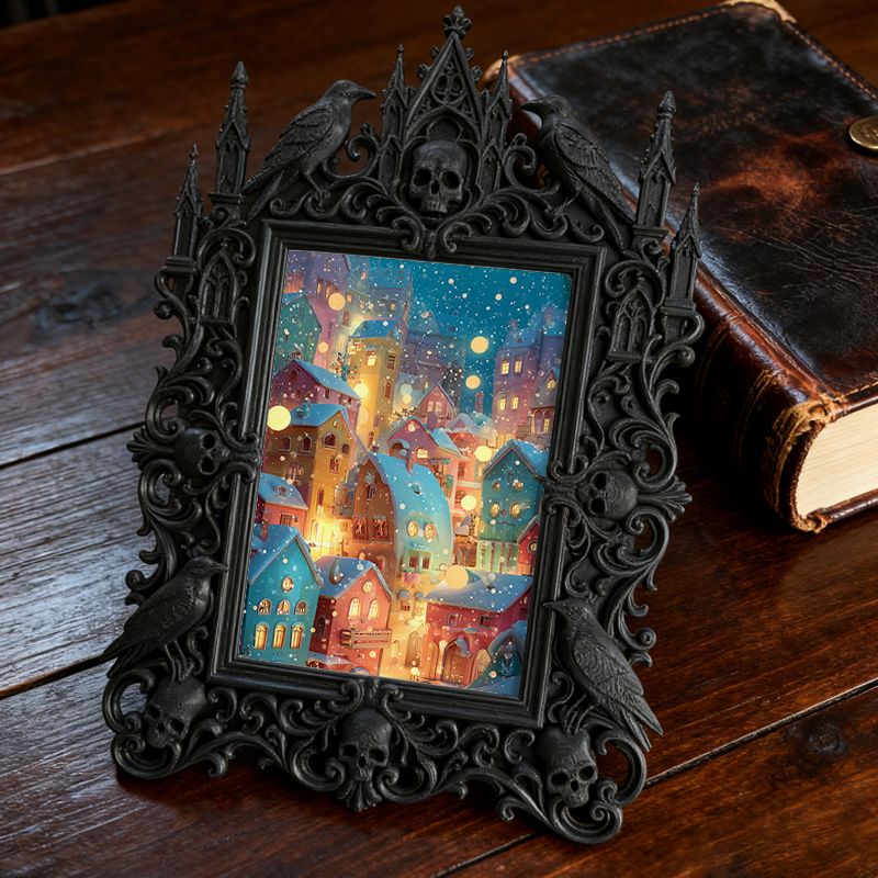 One-of-a-kind-gem Gothic Dark-style Photo Frame | Witchy Kitchen Countertop Decor, Photo Ornament, Wall-mountable & Tabletop, Portable Frame