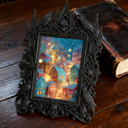 One-of-a-kind-gem Gothic Dark-style Photo Frame | Witchy Kitchen Countertop Decor, Photo Ornament, Wall-mountable & Tabletop, Portable Frame