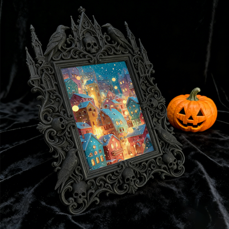 One-of-a-kind-gem Gothic Dark-style Photo Frame | Witchy Kitchen Countertop Decor, Photo Ornament, Wall-mountable & Tabletop, Portable Frame