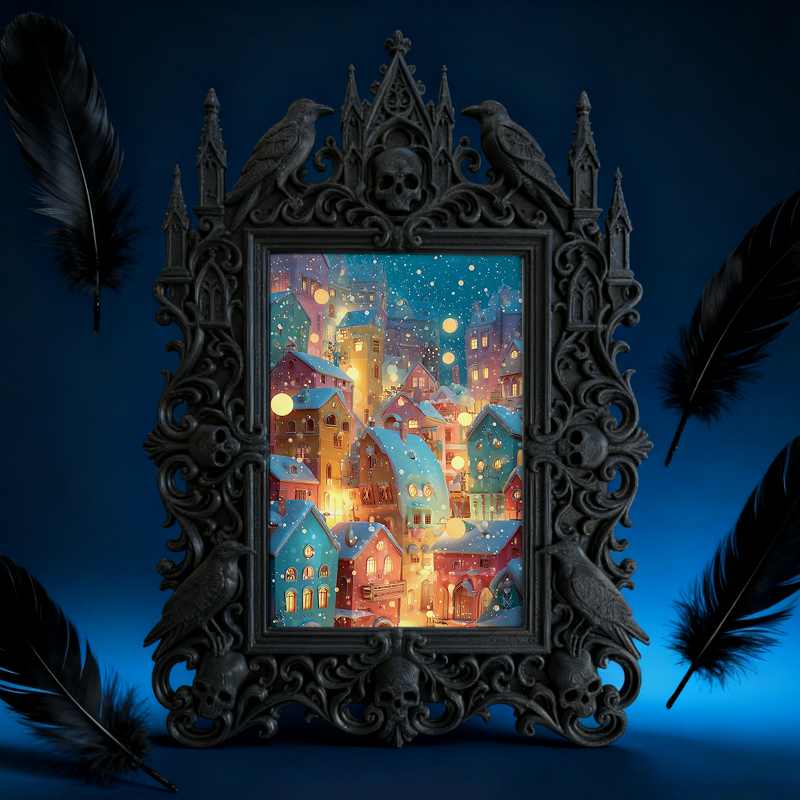 One-of-a-kind-gem Gothic Dark-style Photo Frame | Witchy Kitchen Countertop Decor, Photo Ornament, Wall-mountable & Tabletop, Portable Frame