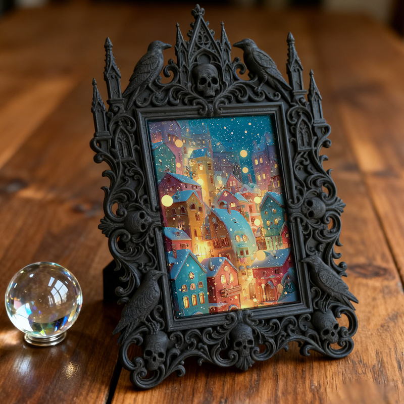 One-of-a-kind-gem Gothic Dark-style Photo Frame | Witchy Kitchen Countertop Decor, Photo Ornament, Wall-mountable & Tabletop, Portable Frame