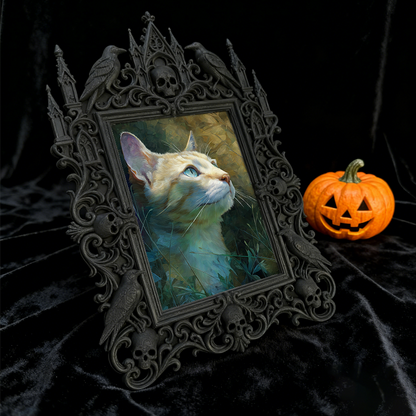 Reel-viral Gothic Dark-style Photo Frame | Gothic Handmade Leather Bookmark Shop Decor, Photo Ornament, Wall-mountable & Tabletop, Plastic F