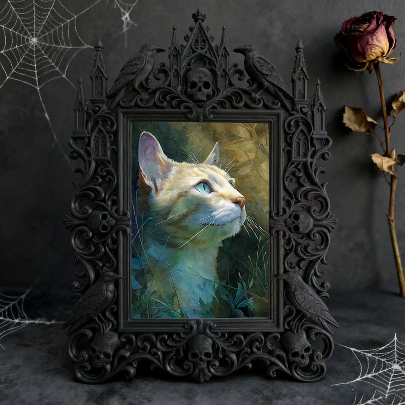 Reel-viral Gothic Dark-style Photo Frame | Gothic Handmade Leather Bookmark Shop Decor, Photo Ornament, Wall-mountable & Tabletop, Plastic F