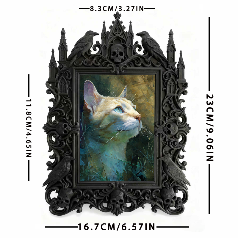 Reel-viral Gothic Dark-style Photo Frame | Gothic Handmade Leather Bookmark Shop Decor, Photo Ornament, Wall-mountable & Tabletop, Plastic F