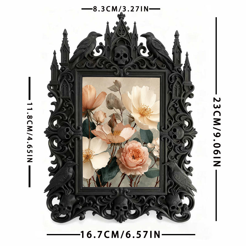 Trend-top-tier Gothic Dark-style Photo Frame | Witchy Crystal Gridding Tool Shop Decor, Photo Ornament, Dual-use Display, Retro Plastic Fram