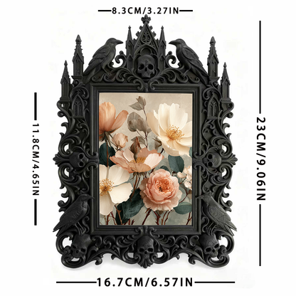 Trend-top-tier Gothic Dark-style Photo Frame | Witchy Crystal Gridding Tool Shop Decor, Photo Ornament, Dual-use Display, Retro Plastic Fram