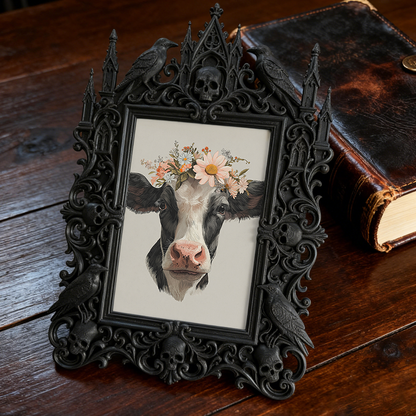 Highly-coveted Gothic Dark-style Photo Frame | Gothic Matte Lip Gloss Tasting Bar Decor, Photo Ornament, Wall-mountable & Tabletop, Scratch-
