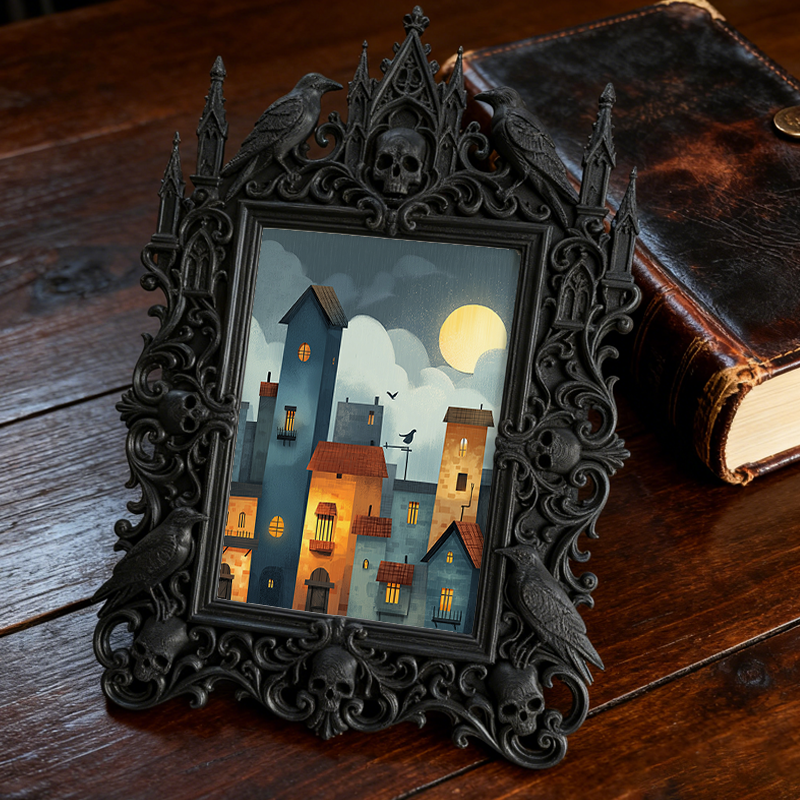 Must-snag-now Gothic Dark-style Photo Frame | Horror Themed Jigsaw Puzzle Shop Decor, Photo Ornament, Wall-mountable & Tabletop, Slim Frame