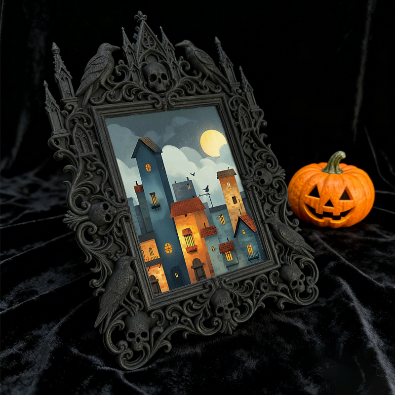 Must-snag-now Gothic Dark-style Photo Frame | Horror Themed Jigsaw Puzzle Shop Decor, Photo Ornament, Wall-mountable & Tabletop, Slim Frame