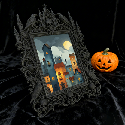 Must-snag-now Gothic Dark-style Photo Frame | Horror Themed Jigsaw Puzzle Shop Decor, Photo Ornament, Wall-mountable & Tabletop, Slim Frame