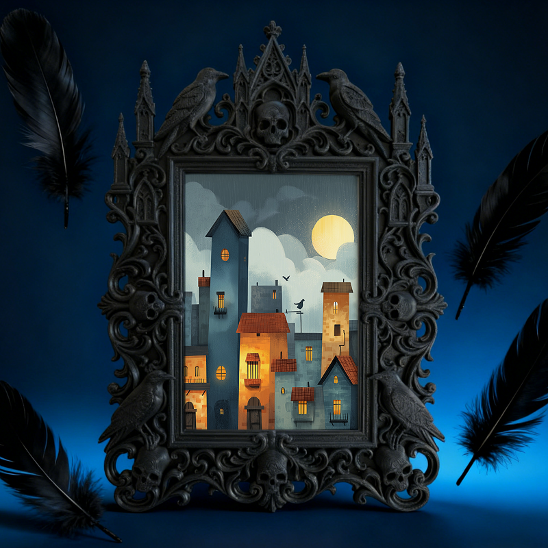 Must-snag-now Gothic Dark-style Photo Frame | Horror Themed Jigsaw Puzzle Shop Decor, Photo Ornament, Wall-mountable & Tabletop, Slim Frame