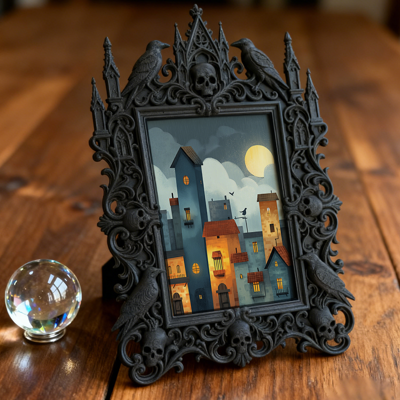 Must-snag-now Gothic Dark-style Photo Frame | Horror Themed Jigsaw Puzzle Shop Decor, Photo Ornament, Wall-mountable & Tabletop, Slim Frame