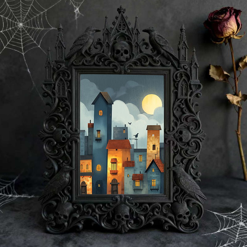 Must-snag-now Gothic Dark-style Photo Frame | Horror Themed Jigsaw Puzzle Shop Decor, Photo Ornament, Wall-mountable & Tabletop, Slim Frame