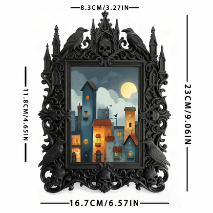 Must-snag-now Gothic Dark-style Photo Frame | Horror Themed Jigsaw Puzzle Shop Decor, Photo Ornament, Wall-mountable & Tabletop, Slim Frame