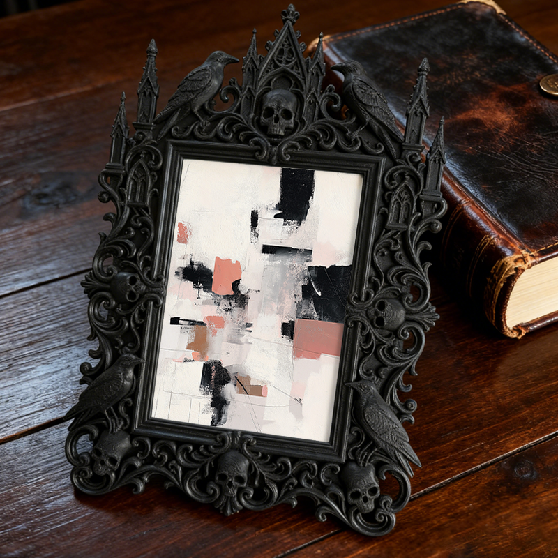 5-star-raved Gothic Dark-style Photo Frame | Gothic Tattoo Flash Art Gallery Decor, Photo Ornament, Dual-use Display, Sturdy Frame