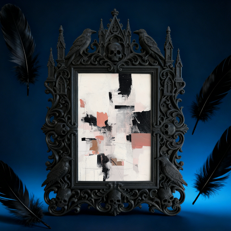 5-star-raved Gothic Dark-style Photo Frame | Gothic Tattoo Flash Art Gallery Decor, Photo Ornament, Dual-use Display, Sturdy Frame