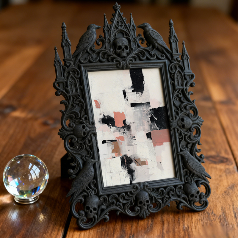 5-star-raved Gothic Dark-style Photo Frame | Gothic Tattoo Flash Art Gallery Decor, Photo Ornament, Dual-use Display, Sturdy Frame