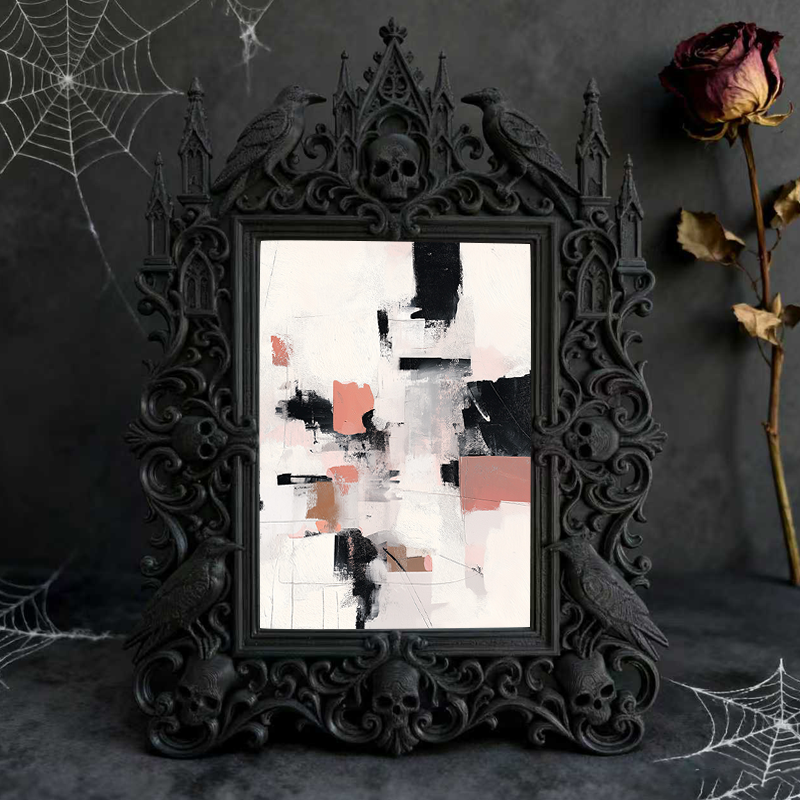 5-star-raved Gothic Dark-style Photo Frame | Gothic Tattoo Flash Art Gallery Decor, Photo Ornament, Dual-use Display, Sturdy Frame