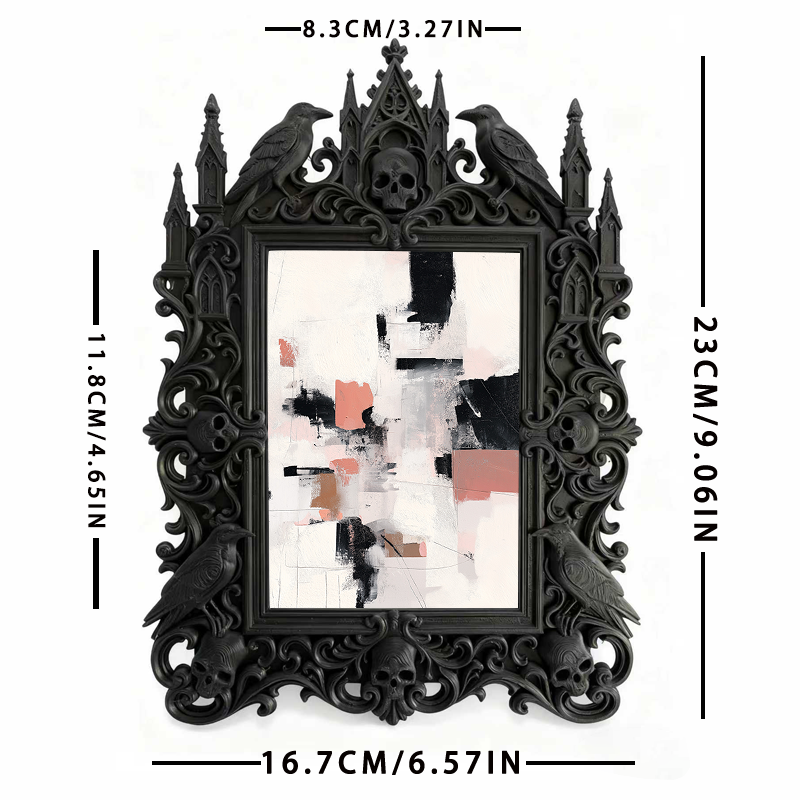 5-star-raved Gothic Dark-style Photo Frame | Gothic Tattoo Flash Art Gallery Decor, Photo Ornament, Dual-use Display, Sturdy Frame