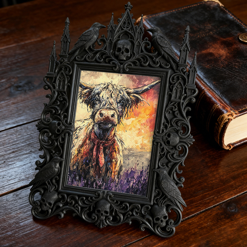 Rare-find-gem Gothic Dark-style Photo Frame | Werewolf-themed Outdoor Tent Rental Shop Decor, Photo Ornament, Wall/Table Dual-use, Rustic Fr