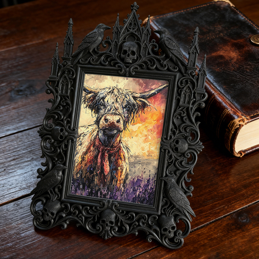 Rare-find-gem Gothic Dark-style Photo Frame | Werewolf-themed Outdoor Tent Rental Shop Decor, Photo Ornament, Wall/Table Dual-use, Rustic Fr