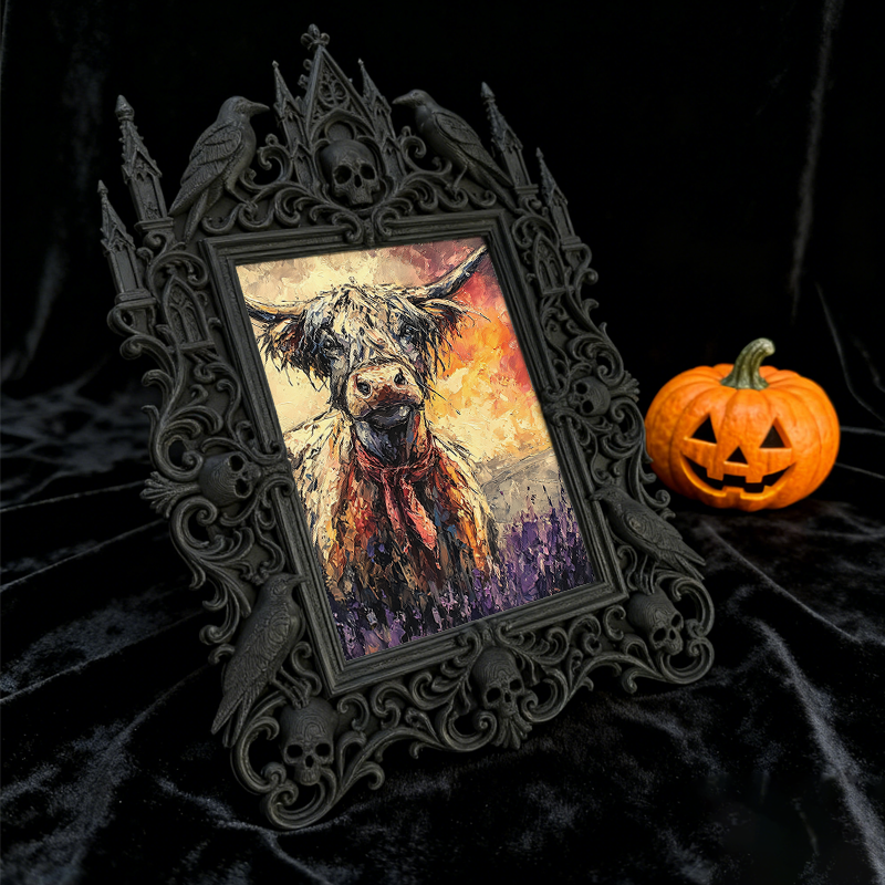 Rare-find-gem Gothic Dark-style Photo Frame | Werewolf-themed Outdoor Tent Rental Shop Decor, Photo Ornament, Wall/Table Dual-use, Rustic Fr