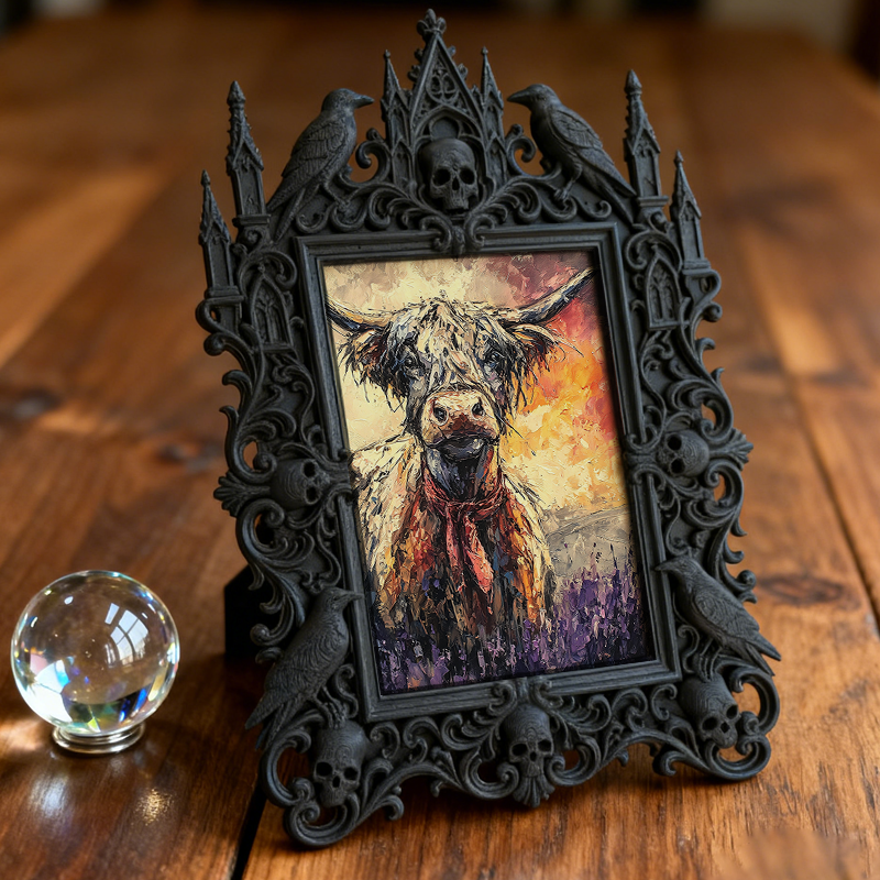 Rare-find-gem Gothic Dark-style Photo Frame | Werewolf-themed Outdoor Tent Rental Shop Decor, Photo Ornament, Wall/Table Dual-use, Rustic Fr