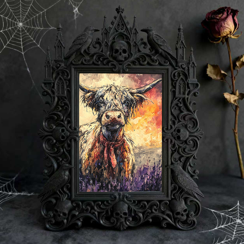 Rare-find-gem Gothic Dark-style Photo Frame | Werewolf-themed Outdoor Tent Rental Shop Decor, Photo Ornament, Wall/Table Dual-use, Rustic Fr