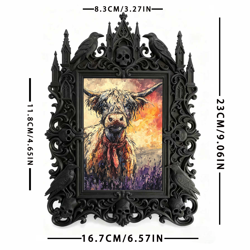 Rare-find-gem Gothic Dark-style Photo Frame | Werewolf-themed Outdoor Tent Rental Shop Decor, Photo Ornament, Wall/Table Dual-use, Rustic Fr