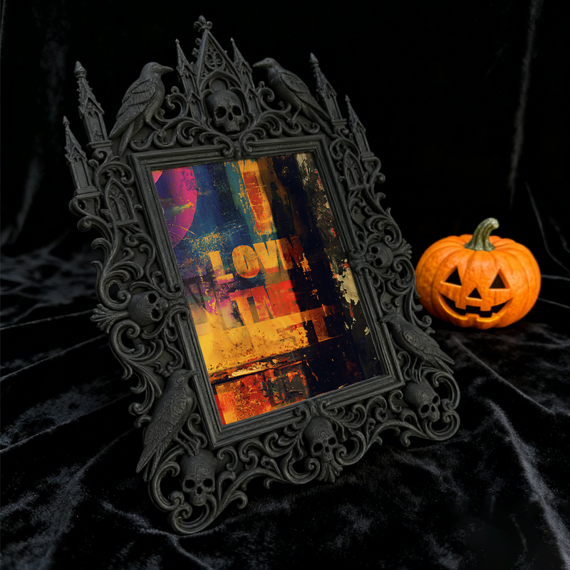 Luxe-dark-vibe Gothic Dark-style Photo Frame | Dark Calligraphy Quill Pen Repair Shop Decor, Photo Ornament, Wall-mountable & Tabletop, Prac