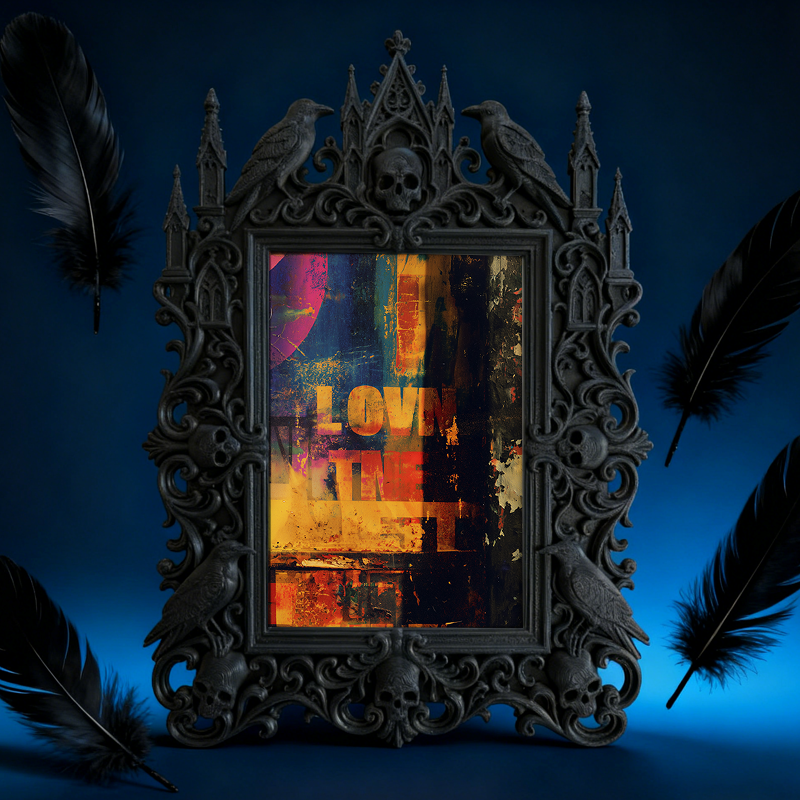 Luxe-dark-vibe Gothic Dark-style Photo Frame | Dark Calligraphy Quill Pen Repair Shop Decor, Photo Ornament, Wall-mountable & Tabletop, Prac
