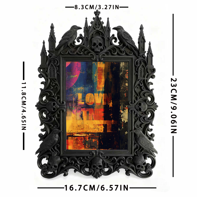 Luxe-dark-vibe Gothic Dark-style Photo Frame | Dark Calligraphy Quill Pen Repair Shop Decor, Photo Ornament, Wall-mountable & Tabletop, Prac