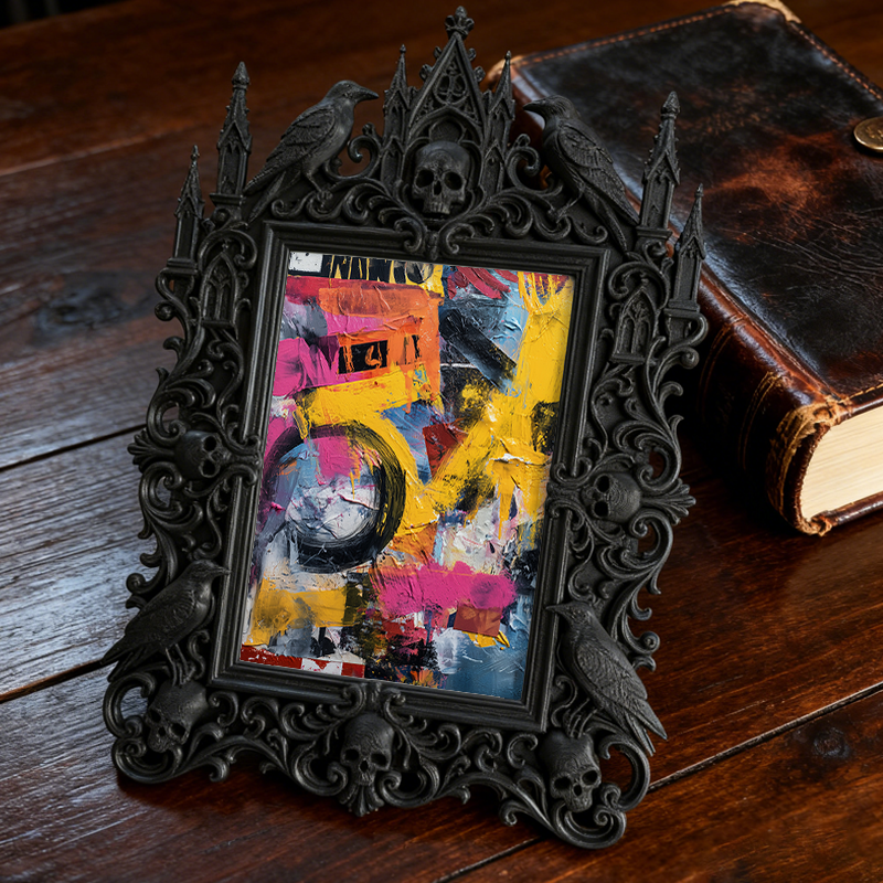 Hard-to-come-by Gothic Dark-style Photo Frame | Vampire Cosplay Contact Lens Shop Decor, Photo Ornament, Wall/Table Dual-use, Artistic Frame