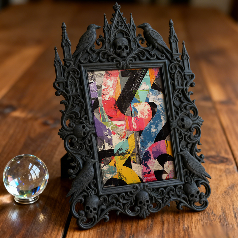 One-of-a-kind-vibe Gothic Dark-style Photo Frame | Witchy Herbal Infusion Bottle Shop Decor, Photo Ornament, Wall-mountable & Tabletop, Port