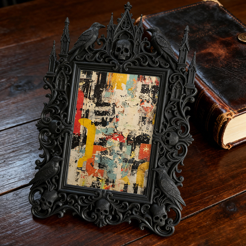 Sturdy-durable Gothic Dark-style Photo Frame | Gothic Custom Leather Wallet Workshop Decor, Photo Ornament, Dual-use Display, Wear-resistant