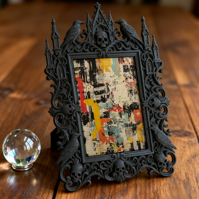 Sturdy-durable Gothic Dark-style Photo Frame | Gothic Custom Leather Wallet Workshop Decor, Photo Ornament, Dual-use Display, Wear-resistant