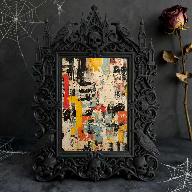 Sturdy-durable Gothic Dark-style Photo Frame | Gothic Custom Leather Wallet Workshop Decor, Photo Ornament, Dual-use Display, Wear-resistant