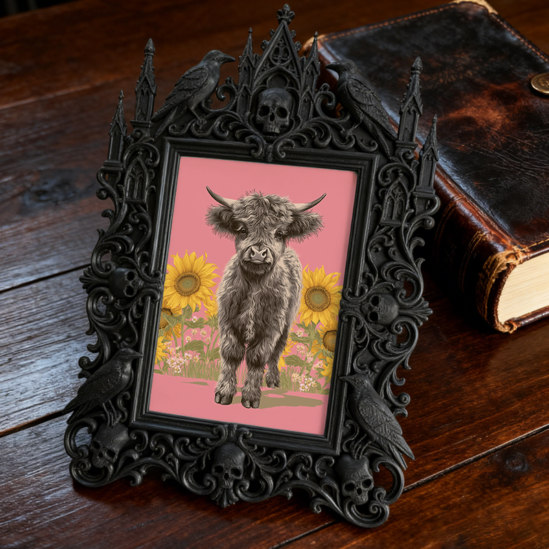 Elegant-spooky-vibe Gothic Dark-style Photo Frame | Paranormal Themed Book Signing Shop Decor, Photo Ornament, Wall-mountable & Tabletop, El