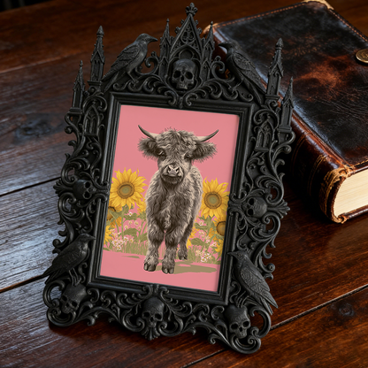 Elegant-spooky-vibe Gothic Dark-style Photo Frame | Paranormal Themed Book Signing Shop Decor, Photo Ornament, Wall-mountable & Tabletop, El